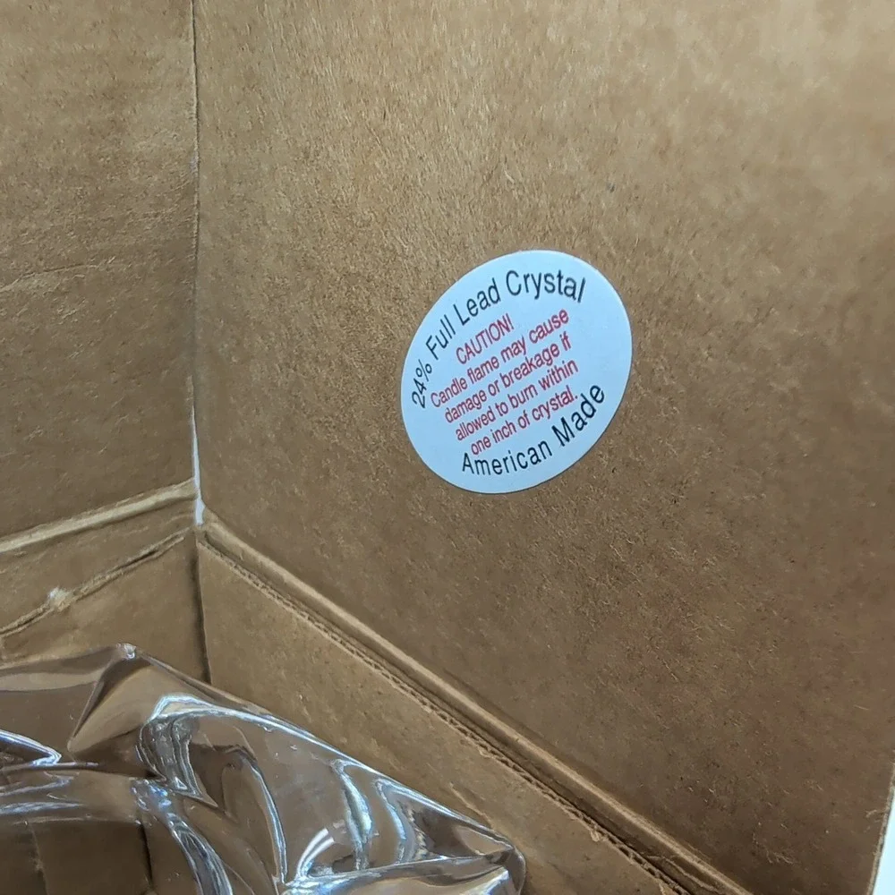 PartyLite Windswept Votive Holder P0103 24% Full Lead Crystal American Made Box - Picture 10 of 12